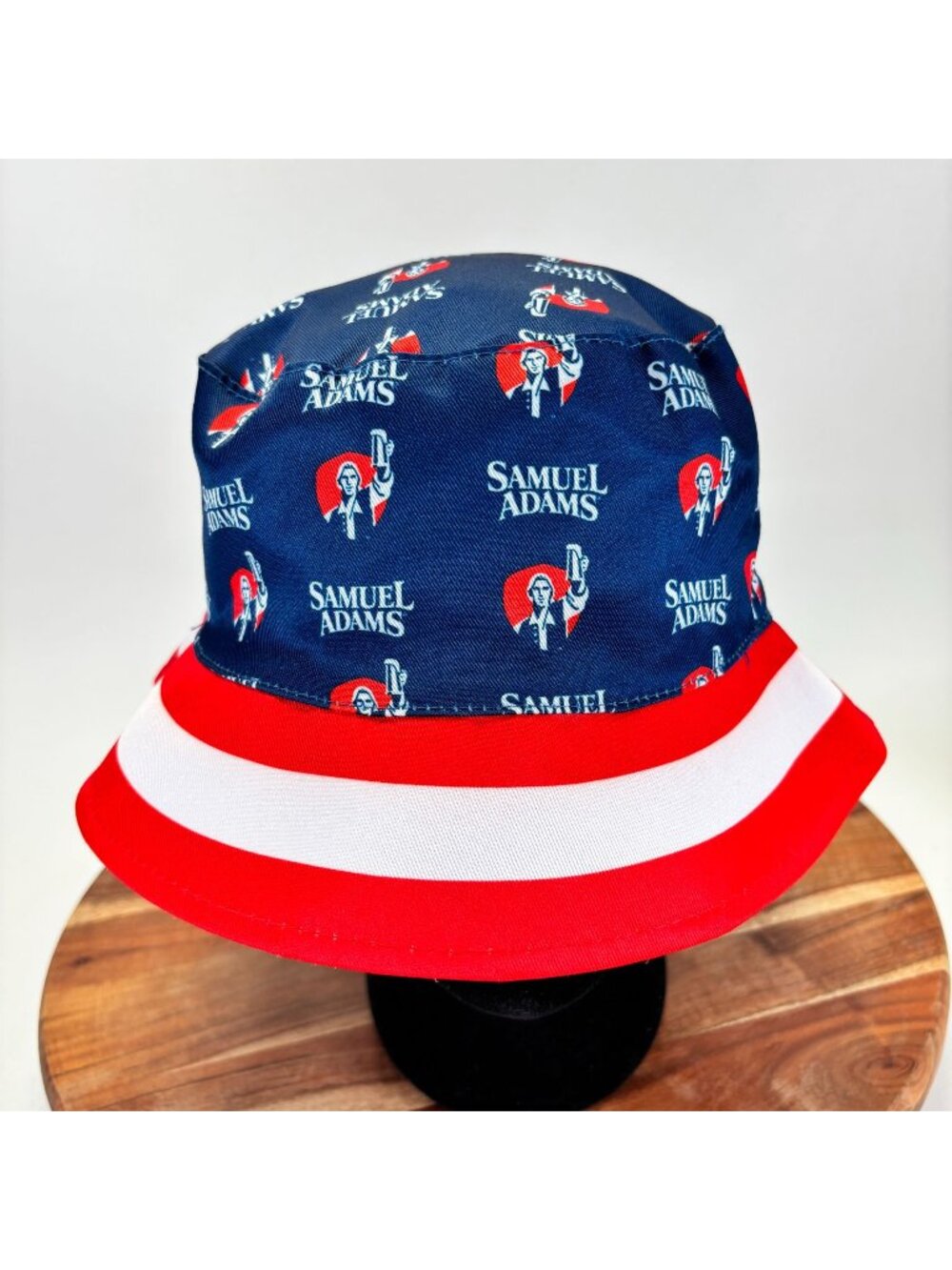 Samuel Adams Patriotic Bucket Hat Reversible Red White Navy Blue Beer Logo
